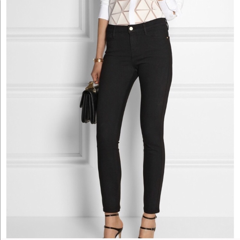 NEW • Frame • Le Skinny De Jeanne Crops Mid Rise Skinny Fit Black 25